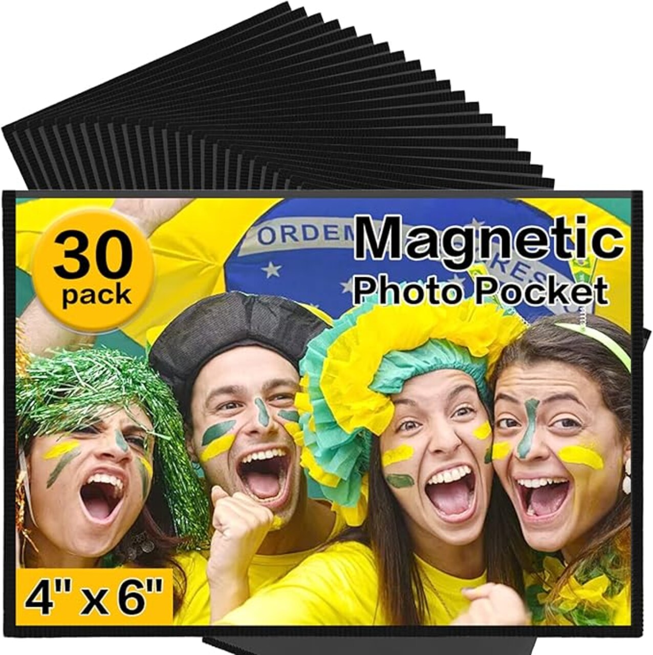 30 Pcs Magnetic picture frames for refrigerator 4x6-Magnetic photo frames,Black
